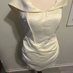 Shape Cream Corset Bardot Bodycon Dress